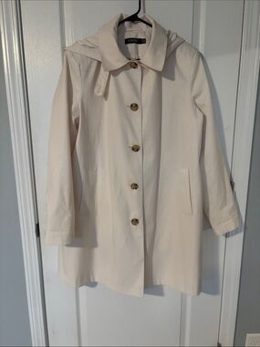 Lauren Ralph Lauren Light Cream Hooded Trench Coat